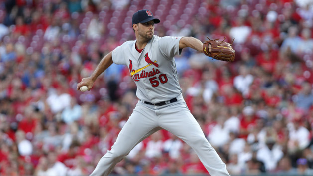 Jul 22, 2017; Chicago, IL, USA; St. Louis Cardinals starting pitcher Adam Wainwright (50) pitches in the first inning against the Chicago Cubs at Wrigley Field. Photo Credit: Patrick Gorski-USA TODAY Sports