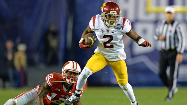 Adoree' Jackson (2) is one of several talented playmakers on the USC roster. Photo Credit: Jake Roth-USA TODAY Sports