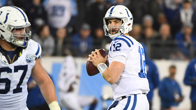 Dec 30, 2018; Nashville, TN, USA; Indianapolis Colts quarterback Andrew Luck (12) drops back to pass during the first half against the Tennessee Titans at Nissan Stadium. Photo Credit: Christopher Hanewinckel-USA TODAY Sports