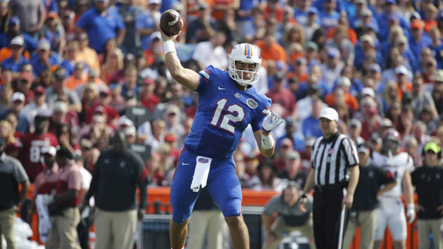 Nov 12, 2016; Gainesville, FL, USA; Florida Gators quarterback Austin Appleby (12) throws the ball against the South Carolina Gamecocks during the first quarter at Ben Hill Griffin Stadium. Photo Credit: Kim Klement-USA TODAY Sports