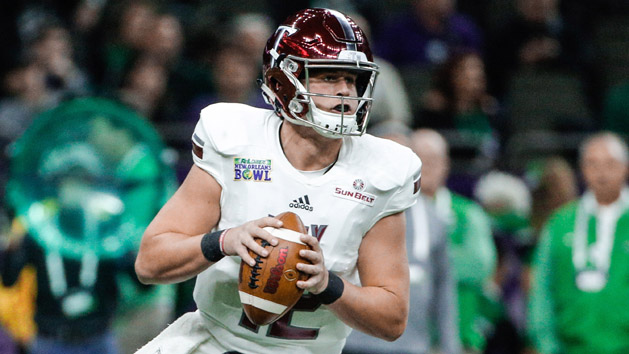 Dec 16, 2017; New Orleans, LA, USA; Troy Trojans quarterback Brandon Silvers (12) throws against the North Texas Mean Green during the first quarter in the 2017 New Orleans Bowl at the Mercedes-Benz Superdome. Photo Credit: Derick E. Hingle-USA TODAY Sports