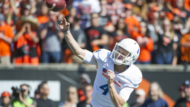 Sep 24, 2016; Corvallis, OR, USA; Boise State Broncos quarterback Brett Rypien (4) throws the ball during the first quarter at Reser Stadium. Photo Credit: Cole Elsasser-USA TODAY Sports