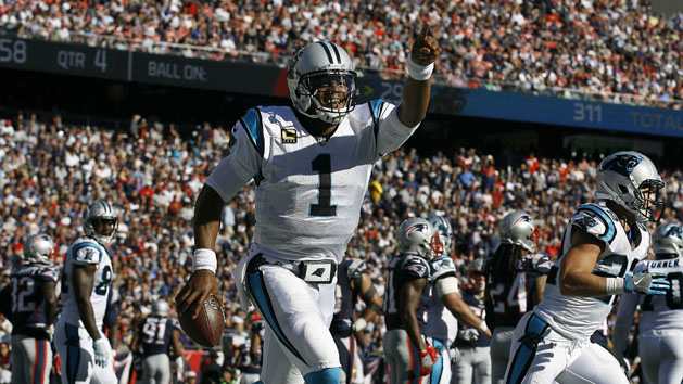 Sep 10, 2017; Santa Clara, CA, USA; Carolina Panthers quarterback Cam Newton (1) looks to pass the ball against the San Francisco 49ers during the second quarter at Levi's Stadium. Photo Credit: Kelley L Cox-USA TODAY Sports