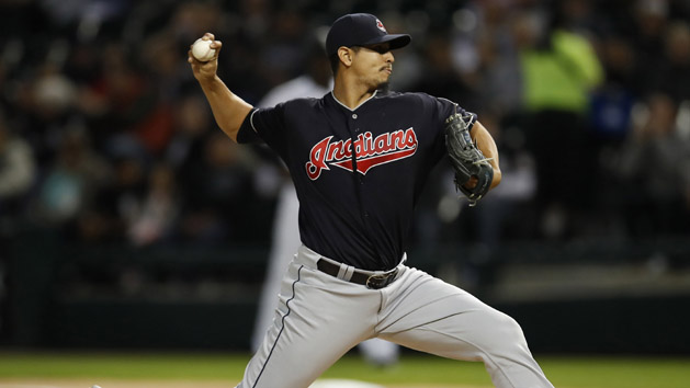 Sep 6, 2017; Chicago, IL, USA; Cleveland Indians starting pitcher Carlos Carrasco (59) pitches against the Chicago White Sox during the first inning at Guaranteed Rate Field. Photo Credit: Jim Young-USA TODAY Sports
