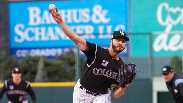 Apr 7, 2018; Denver, CO, USA; Colorado Rockies starting pitcher Chad Bettis (35) delivers a pitch in the first inning against the Atlanta Braves at Coors Field. Photo Credit: Troy Babbitt-USA TODAY Sports