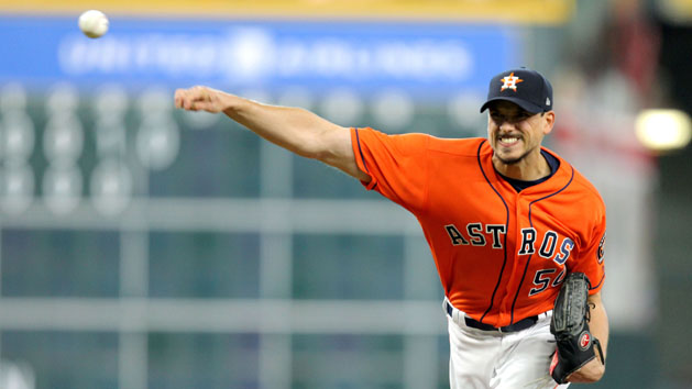 May 18, 2018; Houston, TX, USA; Houston Astros starting pitcher Charlie Morton (50) delivers a pitch against the Cleveland Indians during the first inning at Minute Maid Park. Photo Credit: Erik Williams-USA TODAY Sports
