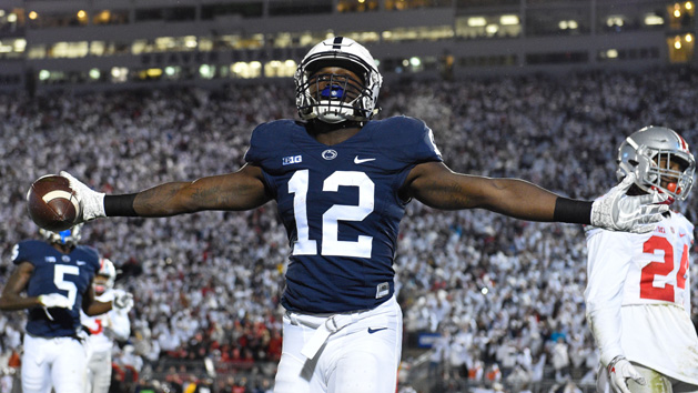 Oct 22, 2016; University Park, PA, USA; Penn State Nittany Lions wide receiver Chris Godwin (12) reacts following his touchdown catch against the Ohio State Buckeyes during the second quarter at Beaver Stadium. Photo Credit: Rich Barnes-USA TODAY Sports