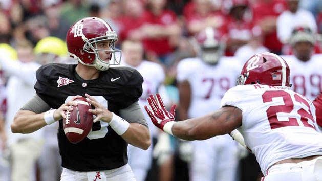 Veteran Cooper Bateman (18) will likely be Alabama's starter against USC. Photo Credit: Marvin Gentry-USA TODAY Sports