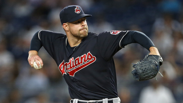 Aug 28, 2017; Bronx, NY, USA; Cleveland Indians starting pitcher Corey Kluber (28) pitches against the New York Yankees during the third inning at Yankee Stadium. Photo Credit: Adam Hunger-USA TODAY Sports