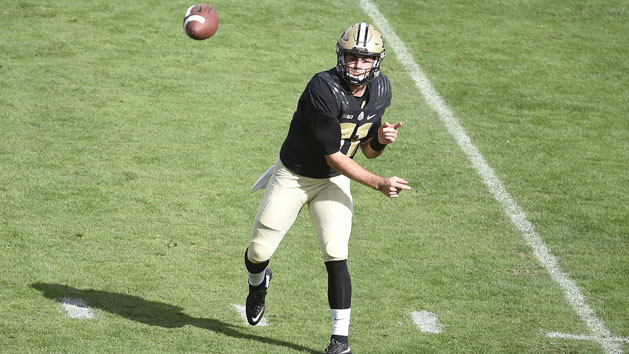 Oct 7, 2017; West Lafayette, IN, USA; Purdue Boilermakers quarterback David Blough (11) releases a pass against the Minnesota Golden Gophers in the first half at Ross-Ade Stadium. Mandatory Credit: Sandra Dukes-USA TODAY Sports