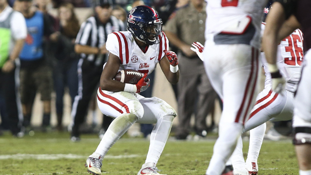 Nov 12, 2016; College Station, TX, USA; Mississippi Rebels defensive back Deontay Anderson (2) intercepts a pass during the fourth quarter against the Texas A&M Aggies at Kyle Field. Photo Credit: Troy Taormina-USA TODAY Sports