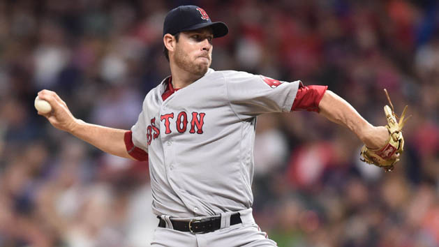 Aug 22, 2017; Cleveland, OH, USA; Boston Red Sox starting pitcher Doug Fister (38) throws a pitch during the first inning against the Cleveland Indians at Progressive Field. Photo Credit: Ken Blaze-USA TODAY Sports