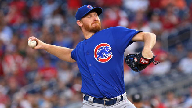 Jun 26, 2017; Washington, DC, USA; Chicago Cubs starting pitcher Eddie Butler (33) pitches against the Washington Nationals in the fourth inning at Nationals Park. The Cubs won 5-4. Photo Credit: Geoff Burke-USA TODAY Sports