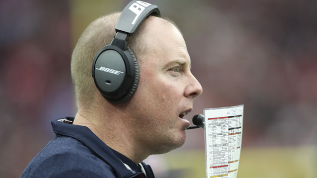 Jan 3, 2016; Houston, TX, USA; Houston Texans offensive coordinator George Godsey looks on from the sideline during the fourth quarter against the Jacksonville Jaguars at NRG Stadium. The Texans won 30-6. Photo Credit: Troy Taormina-USA TODAY Sports