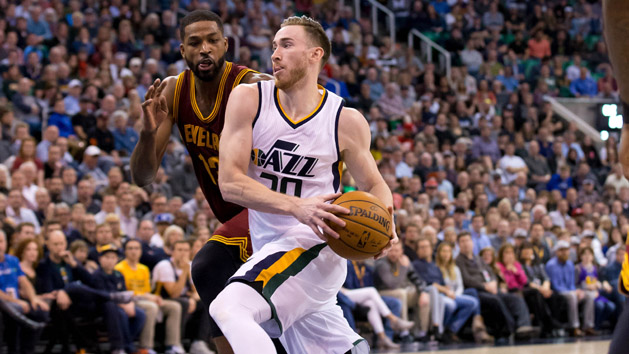 Jan 10, 2017; Salt Lake City, UT, USA; Utah Jazz forward Gordon Hayward (20) drives to the basket against Cleveland Cavaliers center Tristan Thompson (13) during the second half at Vivint Smart Home Arena. The Jazz won 100-92. Mandatory Credit: Russ Isabella-USA TODAY Sports
