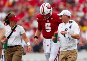 Wisconsin QB Mertz (chest) hurt against Michigan