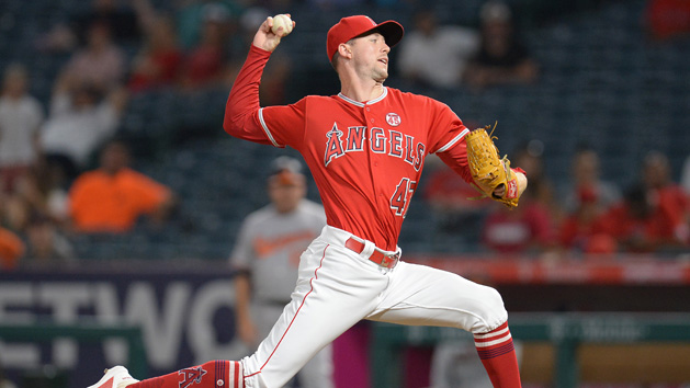 July 25, 2019; Anaheim, CA, USA; Los Angeles Angels starting pitcher Griffin Canning (47) throws against the Baltimore Orioles during the fifteenth inning at Angel Stadium of Anaheim. Photo Credit: Gary A. Vasquez-USA TODAY Sports
