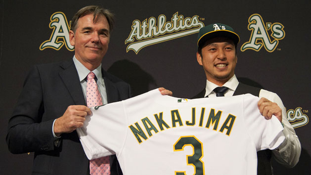 MLB: Oakland Athletics-Hiroyuki Nakajima Press Conference