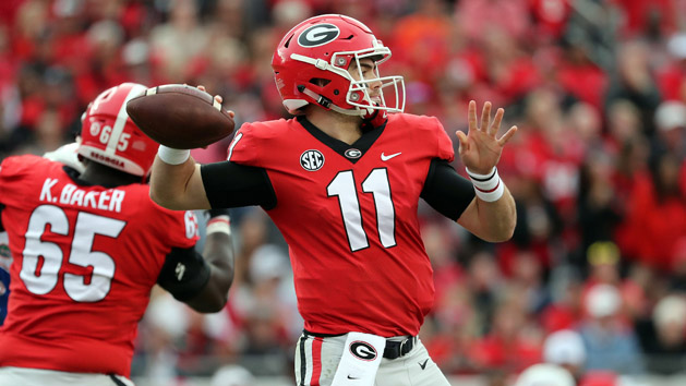 Oct 27, 2018; Jacksonville, FL, USA; Georgia Bulldogs quarterback Jake Fromm (11) throws the ball against the Florida Gators during the second half at TIAA Bank Field. Photo Credit: Kim Klement-USA TODAY Sports