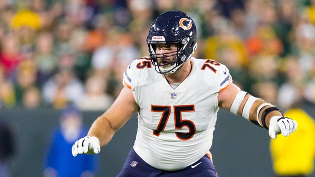 Sep 9, 2018; Green Bay, WI, USA; Chicago Bears guard Kyle Long (75) during the game against the Green Bay Packers at Lambeau Field. Photo Credit: Jeff Hanisch-USA TODAY Sports
