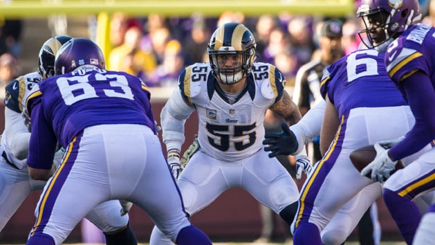 James Laurinaitis (55) is now a Saint. Photo Credit: Brace Hemmelgarn-USA TODAY Sports