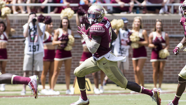Sep 10, 2016; Tallahassee, FL, USA; Florida State Seminoles wide receiver Jesus Wilson (3) returns a punt for a first half touchdown against Charleston Southern at Doak Campbell Stadium. Photo Credit: Glenn Beil-USA TODAY Sports