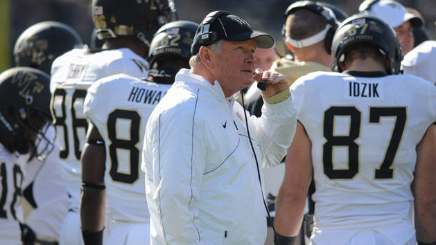 Nov 30, 2013; Nashville, TN, USA; Wake Forest Demon Deacons head coach Jim Grobe during the first quarter against the Vanderbilt Commodores at Vanderbilt Stadium. Mandatory Credit: Randy Sartin-USA TODAY Sports