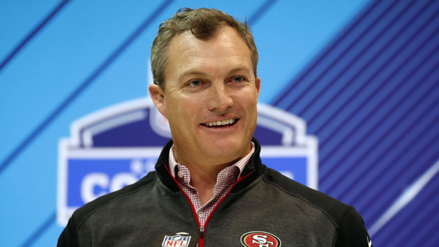 Mar 1, 2018; Indianapolis, IN, USA; San Francisco 49ers general manager John Lynch speaks to the media during the 2018 NFL Combine at the Indianapolis Convention Center. Photo Credit: Brian Spurlock-USA TODAY Sports