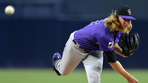 Apr 4, 2018; San Diego, CA, USA; Colorado Rockies starting pitcher Jon Gray (55) pitches during the first inning against the San Diego Padres at Petco Park. Photo Credit: Jake Roth-USA TODAY Sports