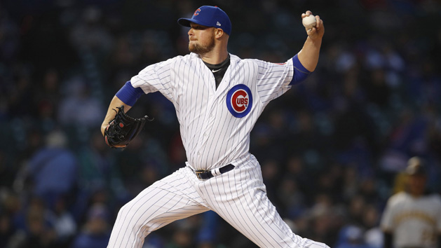 Apr 11, 2018; Chicago, IL, USA; Chicago Cubs starting pitcher Jon Lester (34) pitches against the Pittsburgh Pirates during the first inning at Wrigley Field. Photo Credit: Jim Young-USA TODAY Sports