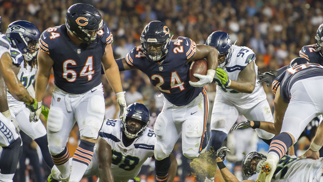 Sep 17, 2018; Chicago, IL, USA; Chicago Bears running back Jordan Howard (24) runs the ball against the Seattle Seahawks during the first half at Soldier Field. Photo Credit: Patrick Gorski-USA TODAY Sports