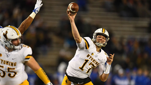 Nov 11, 2017; Colorado Springs, CO, USA; Wyoming Cowboys quarterback Josh Allen (17) attempts a pass in the first quarter against the Air Force Falcons at Falcon Stadium. Photo Credit: Ron Chenoy-USA TODAY Sports
