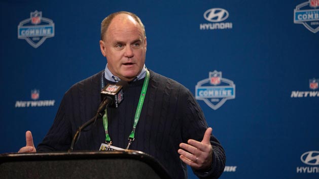 Feb 24, 2016; Indianapolis, IN, USA; Pittsburgh Steelers general manager Kevin Colbert speaks to the media at Lucas Oil Stadium. Mandatory Credit: Trevor Ruszkowski-USA TODAY Sports