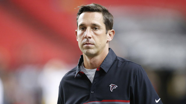Aug 11, 2016; Atlanta, GA, USA; Atlanta Falcons offensive coordinator Kyle Shanahan before a game against the Washington Redskins at the Georgia Dome. Photo Credit: Brett Davis-USA TODAY Sports