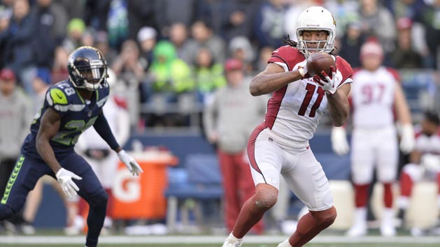 Dec 31, 2017; Seattle, WA, USA; Arizona Cardinals wide receiver Larry Fitzgerald (11) catches a pass during the first half against the Seattle Seahawks at CenturyLink Field. Photo Credit: Steven Bisig-USA TODAY Sports