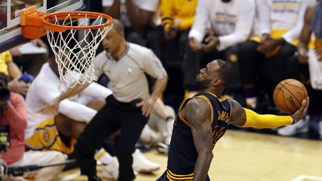 Apr 20, 2017; Indianapolis, IN, USA; Cleveland Cavaliers forward LeBron James (23) dunks against the Indiana Pacers in game three of the first round of the 2017 NBA Playoffs at Bankers Life Fieldhouse. Cleveland defeats Indiana 119-114. Photo Credit: Brian Spurlock-USA TODAY Sports