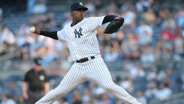 May 30, 2018; Bronx, NY, USA; New York Yankees starting pitcher Luis Severino (40) pitches against the Houston Astros during the first at Yankee Stadium. Photo Credit: Brad Penner-USA TODAY Sports