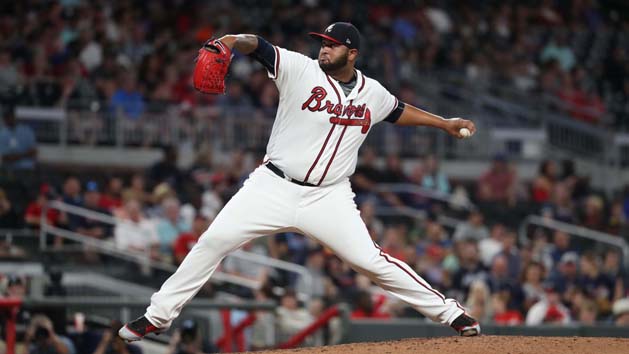 May 18, 2018; Atlanta, GA, USA; Atlanta Braves relief pitcher Luiz Gohara (53) delivers a pitch to a Miami Marlins batter during the sixth inning at SunTrust Park. Photo Credit: Jason Getz-USA TODAY Sports