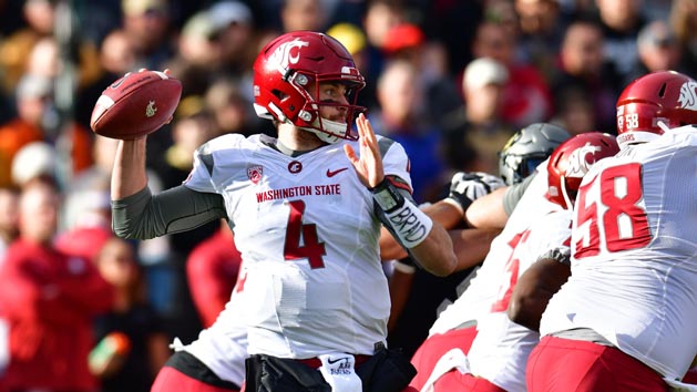 Nov 19, 2016; Boulder, CO, USA; Washington State Cougars quarterback Luke Falk (4) attempts a pass in the first quarter against the Colorado Buffaloes at Folsom Field. Photo Credit: Ron Chenoy-USA TODAY Sports