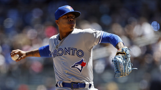 Apr 21, 2018; Bronx, NY, USA; Toronto Blue Jays starting pitcher Marcus Stroman (6) pitches against the New York Yankees during the third inning at Yankee Stadium. Photo Credit: Adam Hunger-USA TODAY Sports