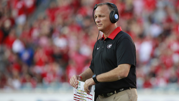 Oct 31, 2015; Jacksonville, FL, USA; Georgia Bulldogs head coach Mark Richt looks on against the Florida Gators during the second half at EverBank Stadium. Florida Gators defeated the Georgia Bulldogs 27-3. Mandatory Credit: Kim Klement-USA TODAY Sports