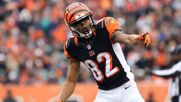 Nov 29, 2015; Cincinnati, OH, USA; Cincinnati Bengals wide receiver Marvin Jones (82) against the St. Louis Rams at Paul Brown Stadium. The Bengals won 31-7. Mandatory Credit: Aaron Doster-USA TODAY Sports