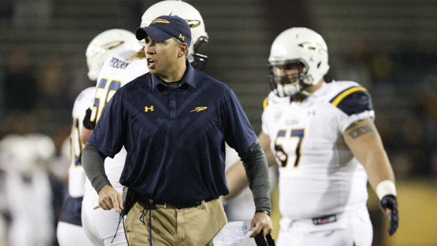 Nov 10, 2015; Mount Pleasant, MI, USA; Toledo Rockets head coach Matt Campbell yells at a player during the first quarter against the Central Michigan Chippewas at Kelly/Shorts Stadium. Mandatory Credit: Raj Mehta-USA TODAY Sports