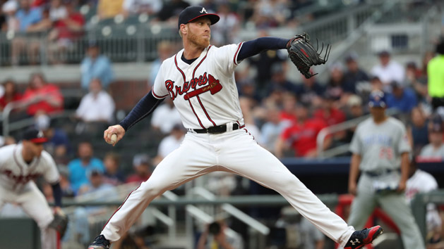 May 15, 2018; Atlanta, GA, USA; Atlanta Braves starting pitcher Mike Foltynewicz (26) delivers a pitch to a Chicago Cubs batter in the first inning at SunTrust Park. Photo Credit: Jason Getz-USA TODAY Sports