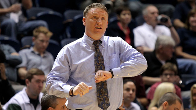 Feb 18, 2017; Houston, TX, USA; Rice Owls head coach Mike Rhoades gestuers from the sidelines against the UTEP Miners during the first half at Tudor Fieldhouse. Photo Credit: Erik Williams-USA TODAY Sports