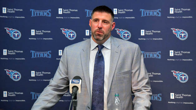 Jan 22, 2018; Nashville, TN, USA; New Tennessee Titans head coach Mike Vrabel speaks to the media during the press conference at Saint Thomas Sports Park. Photo Credit: Jim Brown-USA TODAY Sports