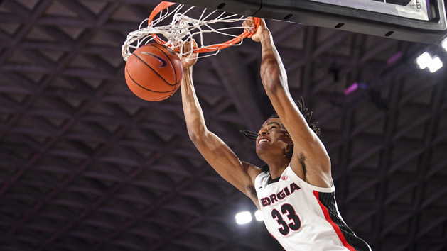 Feb 20, 2019; Athens, GA, USA; Georgia Bulldogs forward Nicolas Claxton (33) dunks the ball against the Mississippi State Bulldogs during the second half at Stegeman Coliseum. Photo Credit: Dale Zanine-USA TODAY Sports