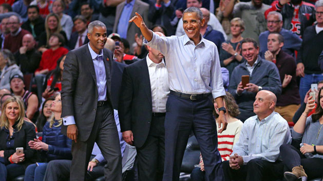 Oct 27, 2015; Chicago, IL, USA; United States president Barack Obama during the second half of a game between the Chicago Bulls and the Cleveland Cavaliers at the United Center. Chicago won 97-95. Mandatory Credit: Dennis Wierzbicki-USA TODAY Sports