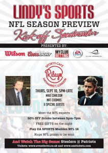 Join Lindy’s UK rep Simon Milham at Riley’s Sept. 10