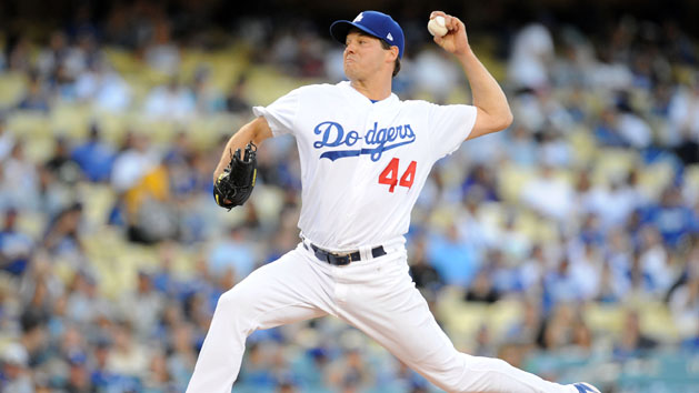 Rich Hill (44) throws against the Arizona Diamondbacks during the first inning at Dodger Stadium. Photo Credit: Gary A. Vasquez-USA TODAY Sports